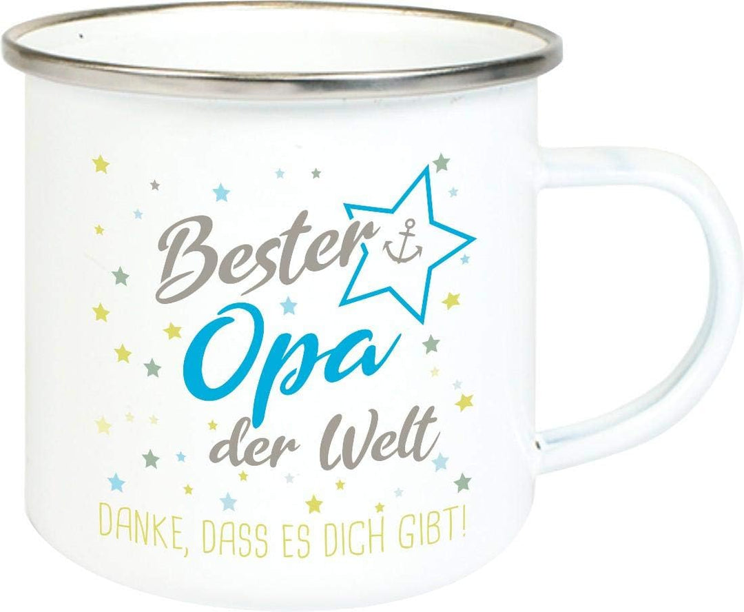 ShirtInStyle, Emaillen Tassenset beste Oma, bester Opa der Welt, danke das es dich gibt! Farbe weiss