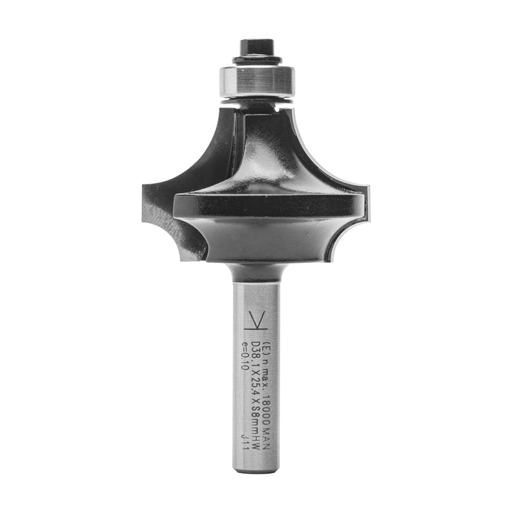 ENT 14560 Duo-Radienfräser HW, Schaft (S) 8 mm, Durchmesser (D) 38,1 mm, NL 25,4 mm, R1 6,35 mm, R2