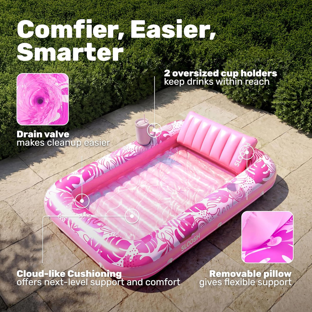 SLOOSH Aufblasbare Tanning Pool, 70" x 46"/ 85" x 57" Grosse aufblasbarer Luftmatratze für Erwachsen