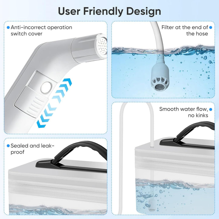 Elektrisches Reise Bidet 2.3L, Electric Bidet Mobiles Portable Bidet mit 1.2M Schlauch, Tragbar für