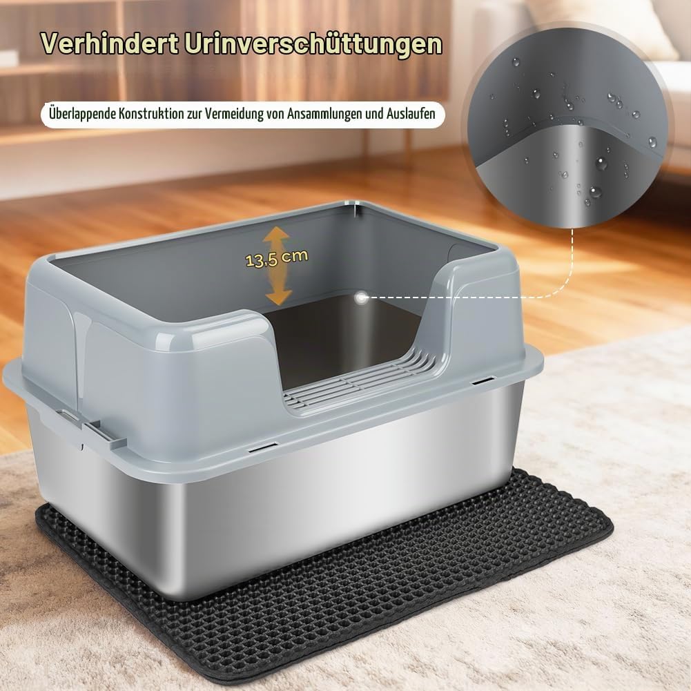 Vivifying Katzenklo Edelstahl, Leicht zu Reinigen und Geruchsresistent Katzentoilette Edelstahl Ausl