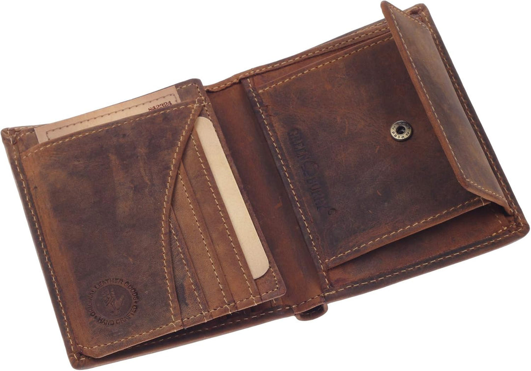 Greenburry Vintage Geldbeutel Geldbörse Braun 9,5x12,5x2,5cm