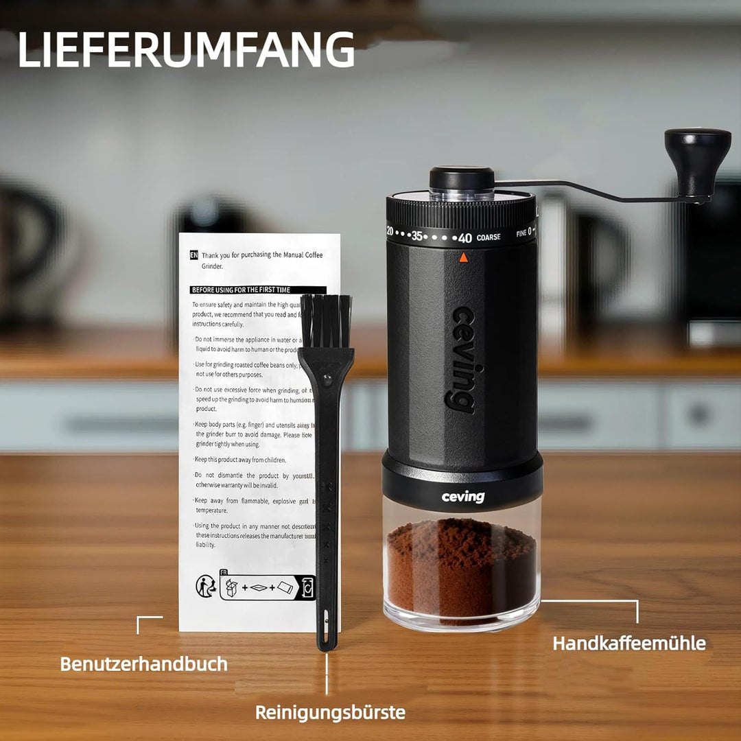 Weltweit Erster Manueller Kaffeemahlwerk Mit 60g Grosser Kapazität, Tragbare Hand-Kaffeemühle Mit 40