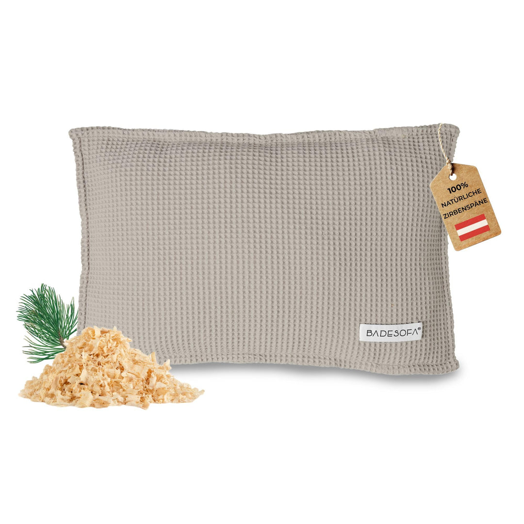SAUNASOFA™ Zirbenkissen für Sauna – Duftkissen aus 100% Bio-Baumwolle, skandinavisches Design – Hand