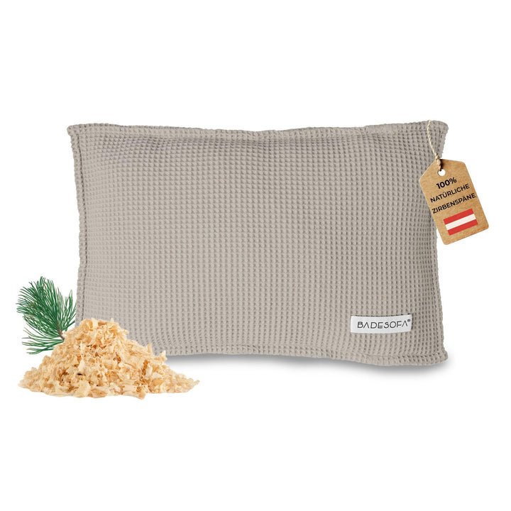 SAUNASOFA™ Zirbenkissen für Sauna – Duftkissen aus 100% Bio-Baumwolle, skandinavisches Design – Hand