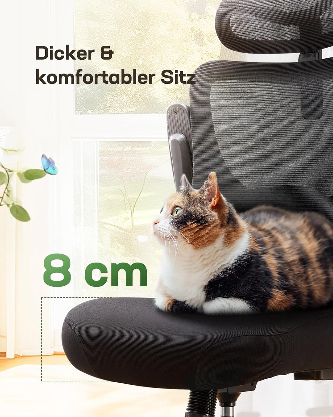 Marsail Bürostuhl Ergonomisch Schreibtischstuhl: Ergonomischer Bürostuhl mit 2D-Kopfstütze, 2D-Lende