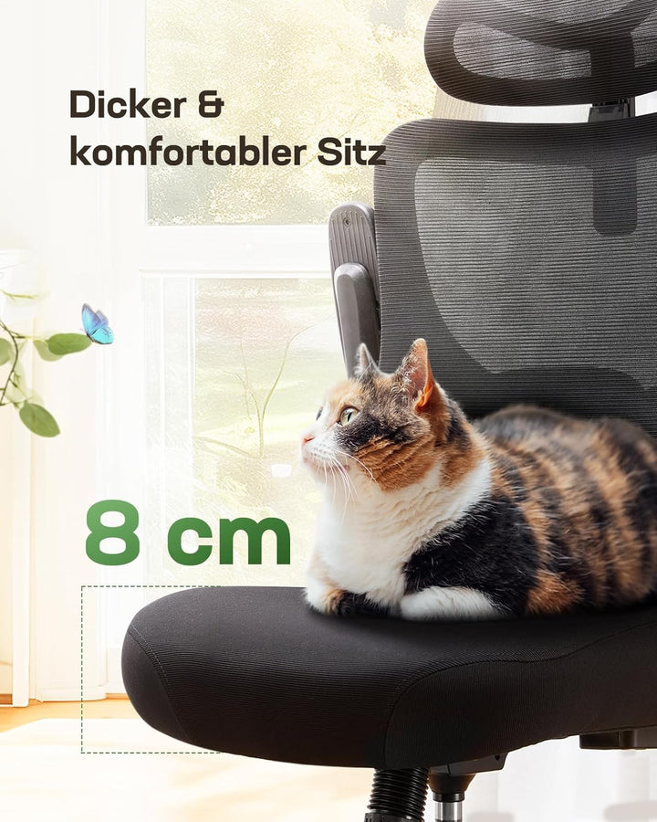 Marsail Bürostuhl Ergonomisch Schreibtischstuhl: Ergonomischer Bürostuhl mit 2D-Kopfstütze, 2D-Lende