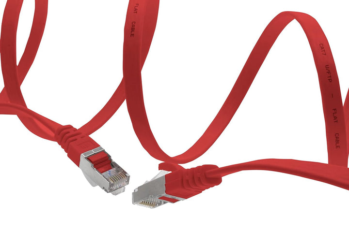 5m - rot - 10 Stück Cat7 Flachkabel Netzwerkkabel Cat 7 Rohkabel Gigabit Lan (10Gbit/s) Flachbandkab