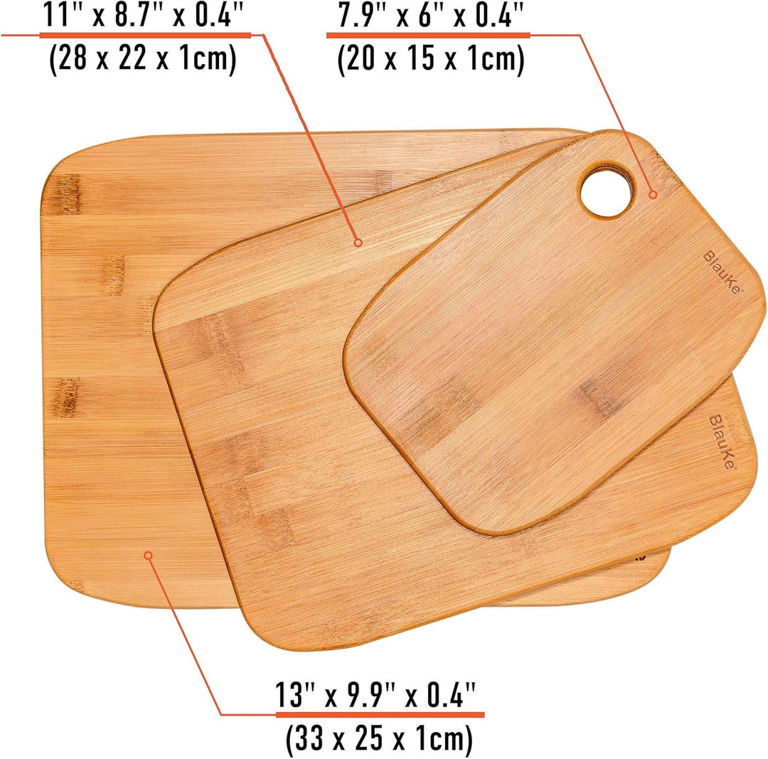 Schneidebrett Set aus Holz – Schneidebretter 3er Set aus Bambus – Holzbrett für die Küche, Brotbrett