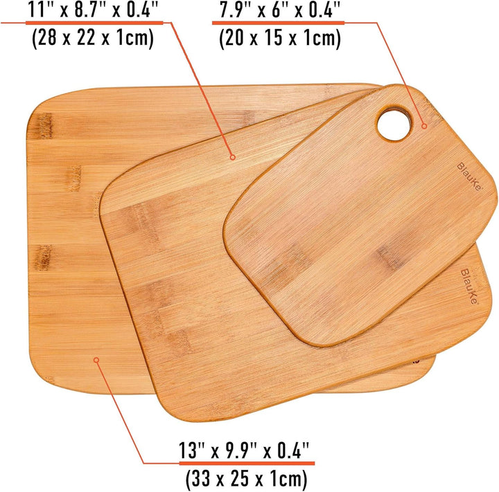 Schneidebrett Set aus Holz – Schneidebretter 3er Set aus Bambus – Holzbrett für die Küche, Brotbrett