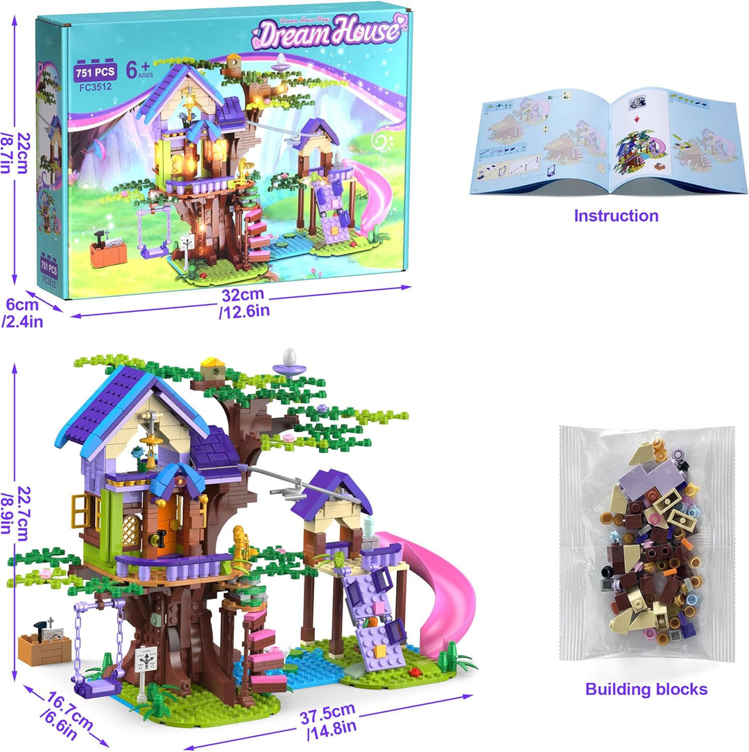Friends Baumhaus-Bauset, 791 PCS City Wald Haus Wohnung, Baustein-Spielzeug mit Schaukel, Weihnachte