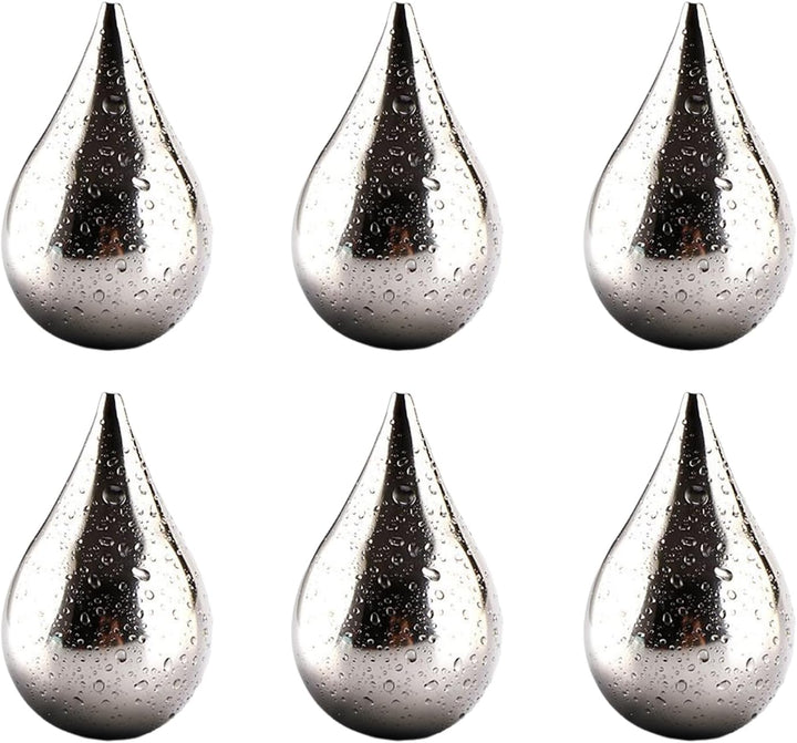 Stahl Block,6 Stück Wiederverwendbare Tropfenform | Getränkekühler Kühlsteine würfel Kugeln | für Ei