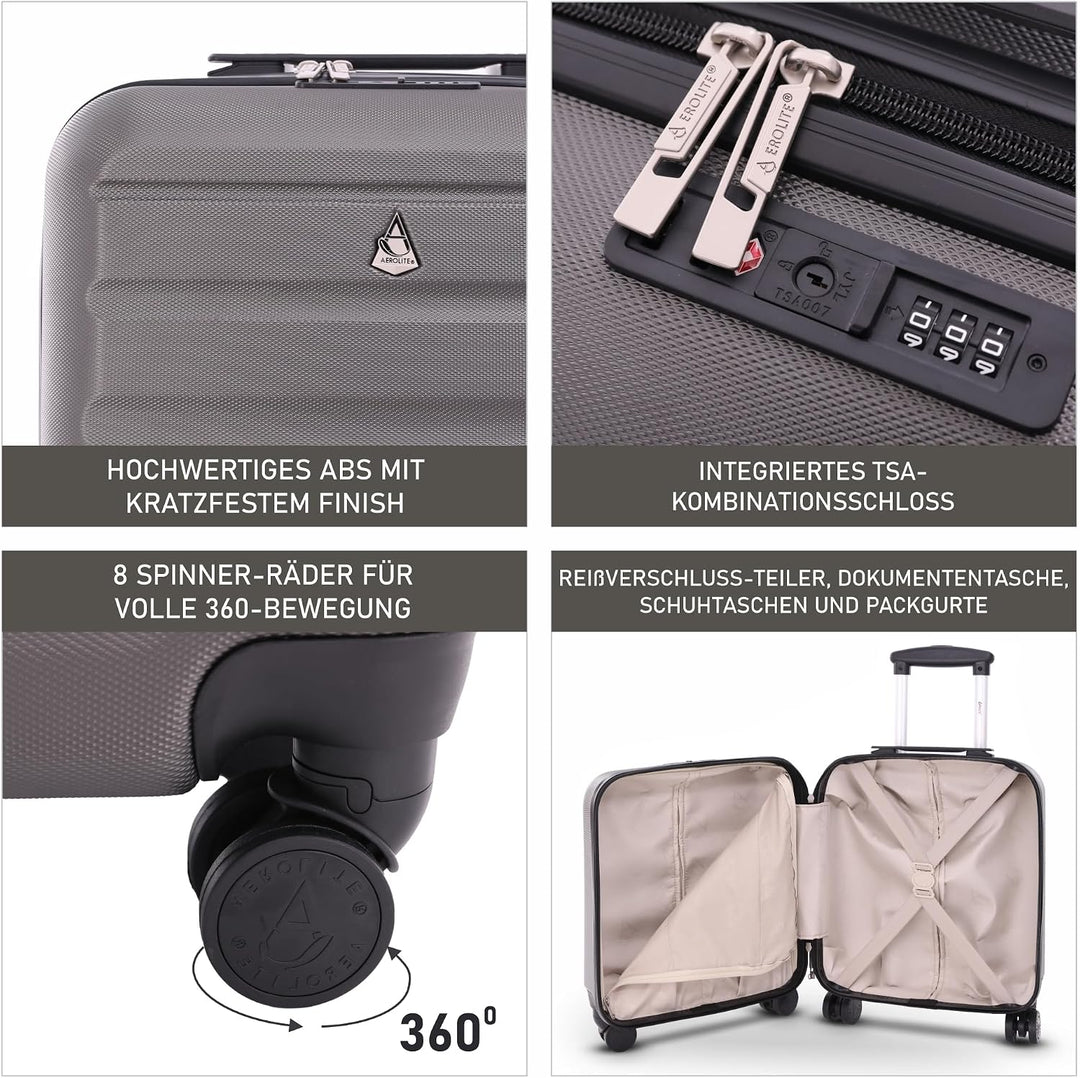 Aerolite 45x36x20cm easyJet Maximale Koffer ABS Leichter Hartschale Kabinentrolley Untersitz Trolley