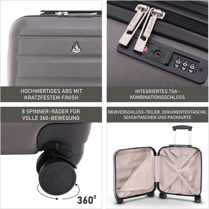 Aerolite 45x36x20cm easyJet Maximale Koffer ABS Leichter Hartschale Kabinentrolley Untersitz Trolley