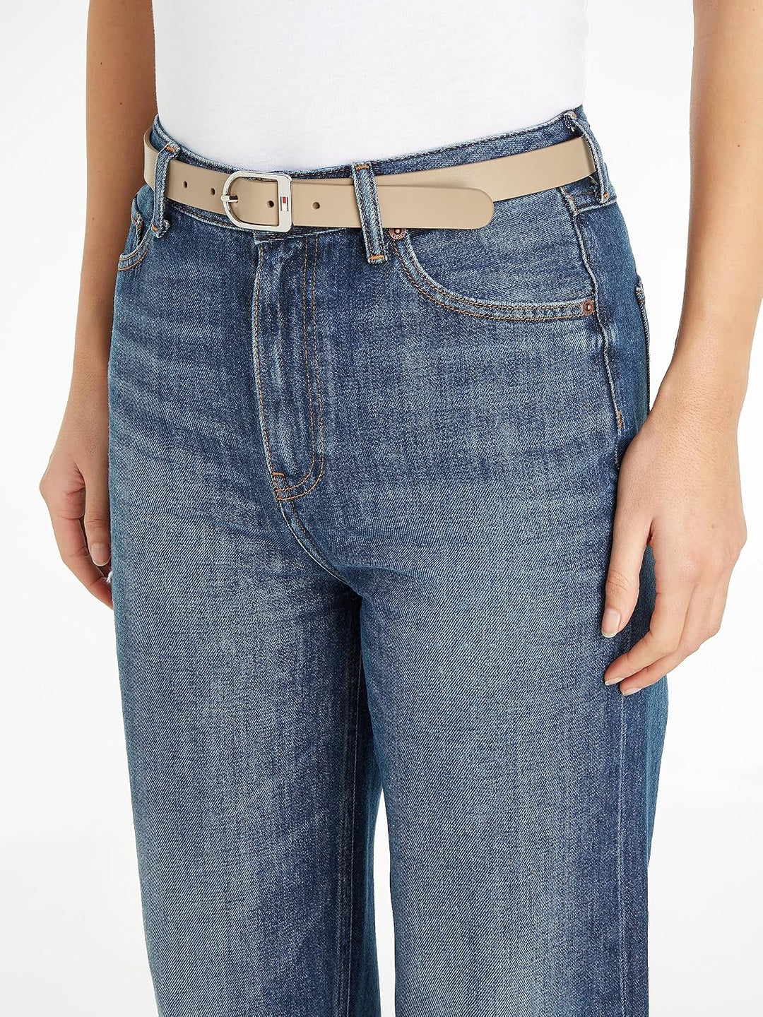 Tommy Hilfiger Damen Gürtel 75 Beige (Merino), 75 Beige (Merino)