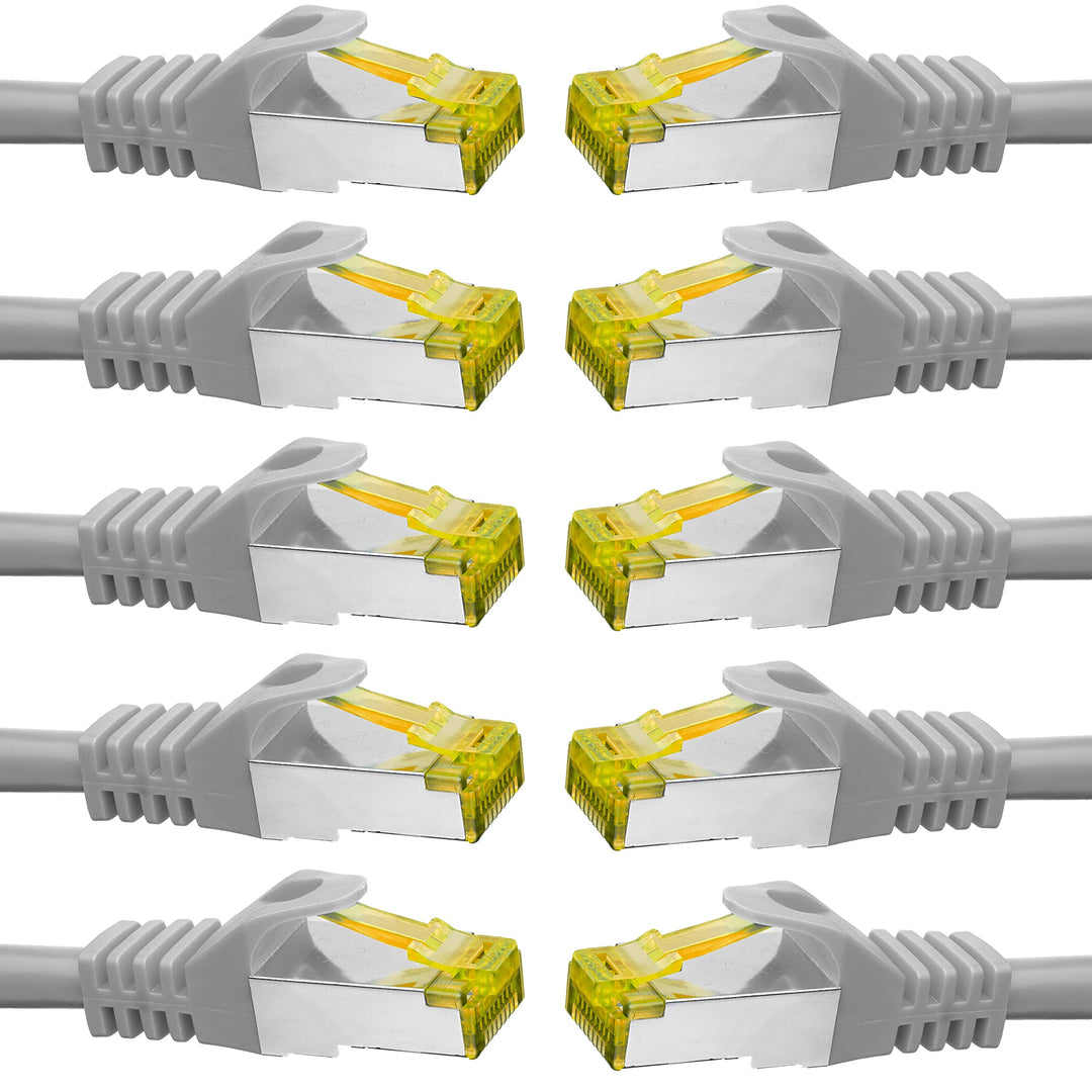 BIGtec LAN Kabel 10 Stück 25m Netzwerkkabel CAT7 Ethernet Internet Patchkabel CAT.7 grau Gigabit dop