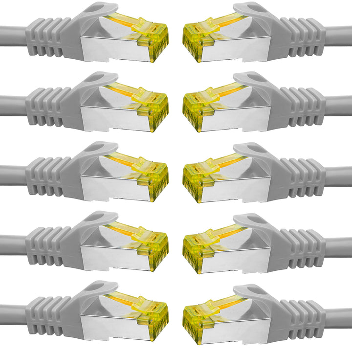 BIGtec LAN Kabel 10 Stück 25m Netzwerkkabel CAT7 Ethernet Internet Patchkabel CAT.7 grau Gigabit dop