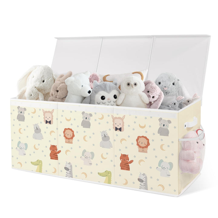 Spielzeugkiste Aufbewahrungsbox mit Deckel Kinder 96 x 32 x 40 cm, Faltbare und Platzsparend für Kin