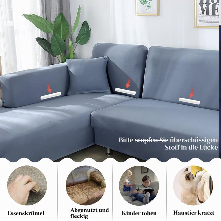 Jaotto Sofa Überwürfe Sofabezug Elastische Spandex Stretch Sofabezüge Couchbezug für L-Form Sofa Uni