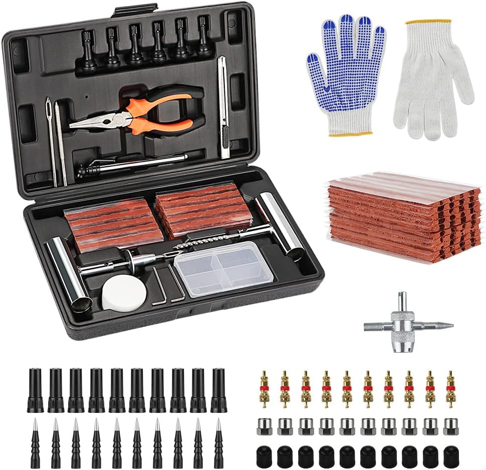 Reifen Reparatur Set Reifenreparaturset 120tlg Auto Reifen Reparaturset, mit Reifendruckmesser, Hand