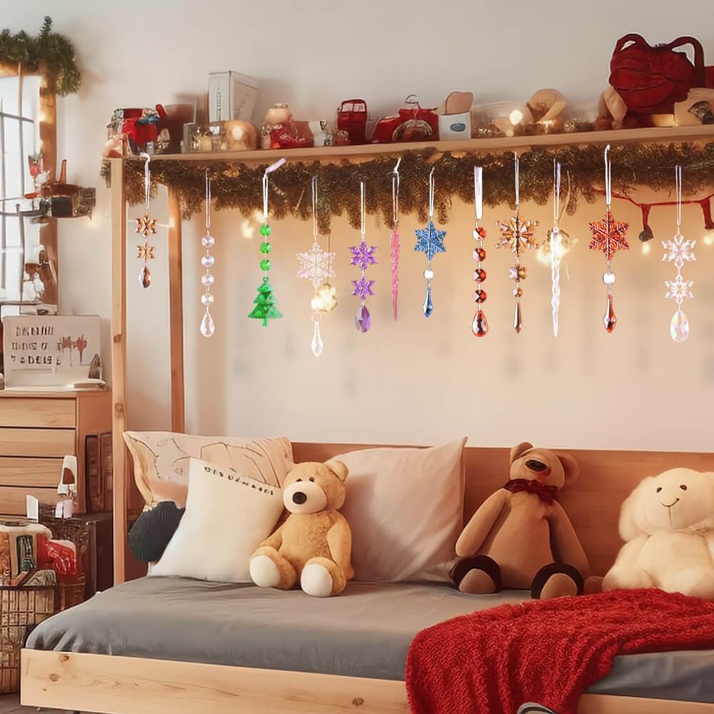 Lanpn 26 Stück Weihnachten Dekoration Kristall Christbaumschmuck Anhänger, Acryl Schneeflocken Eisza