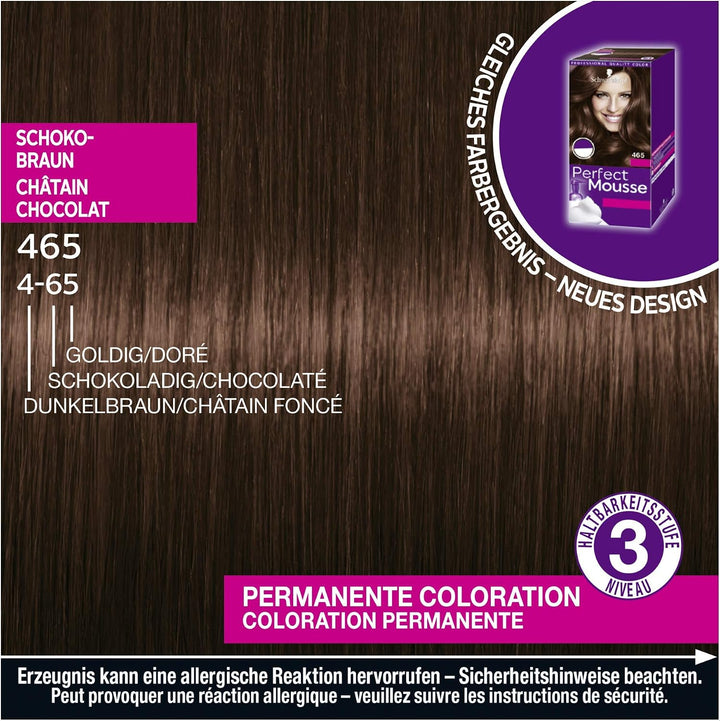 Schwarzkopf Perfect Mousse Permanente Schaumcoloration 465/4-65 Schokobraun (93 ml), Haarfarbe mit p