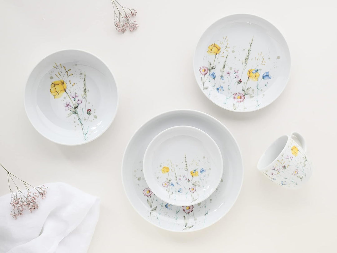 CreaTable, 23617, Serie Allround - WIESENBLUMEN, Geschirrset, Kombiservice 10 teilig