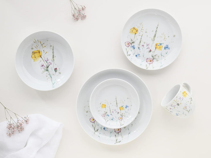 CreaTable, 23617, Serie Allround - WIESENBLUMEN, Geschirrset, Kombiservice 10 teilig