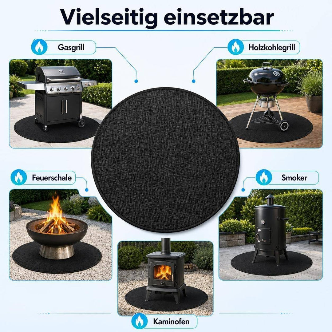 Feuerfeste Unterlage Rund, Hitzebeständige Bodenschutzmatte für Feuerschale &amp; Grill, wasserdicht &amp; ö