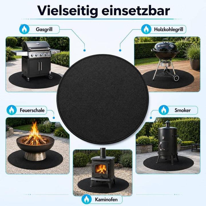 Feuerfeste Unterlage Rund, Hitzebeständige Bodenschutzmatte für Feuerschale &amp; Grill, wasserdicht &amp; ö
