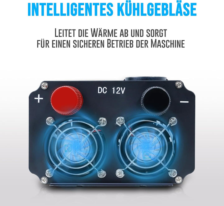 Yinleader 2600W /5200W Wechselrichter 24V auf 230V Reiner Sinus Spannungswandler mit LCD-Display, 3
