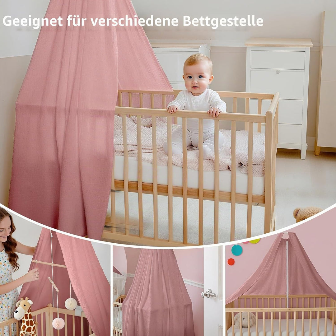 Babybettbezug, handgefertigt aus 100% Baumwollmusselin, Stoffbezug für die heimische Bettdekoration