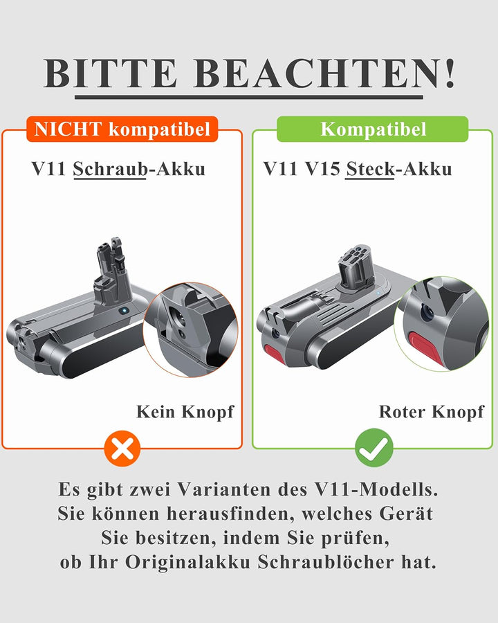 Professional Ersatzakku für Dyson V11&amp;V15, passend V11 SV15, SV17, SV28 &amp; V15 SV22, SV47, Kompatibel