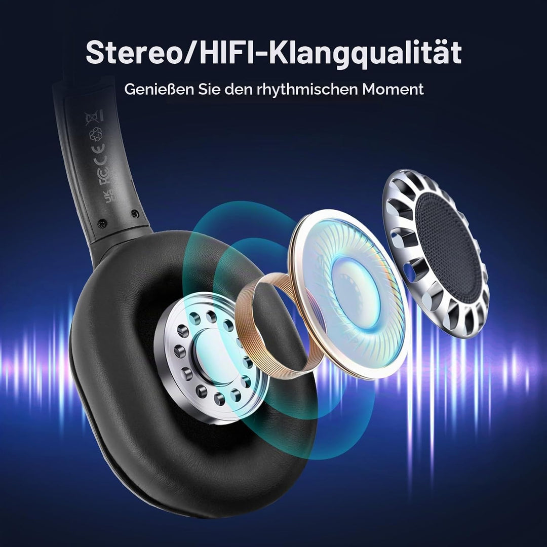 Retekess TA004 Silent Disco Kabelloser Kopfhörer, 3 Kanäle optional, HiFi-Stereo-Audio-Receiver-Kopf