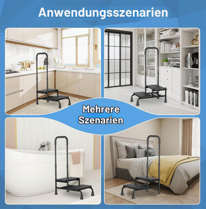 Badewannenstufe mit Haltegriff – Einstiegshilfe für Senioren Behinderte, 2 Stufen, Tragfähigkeit bis