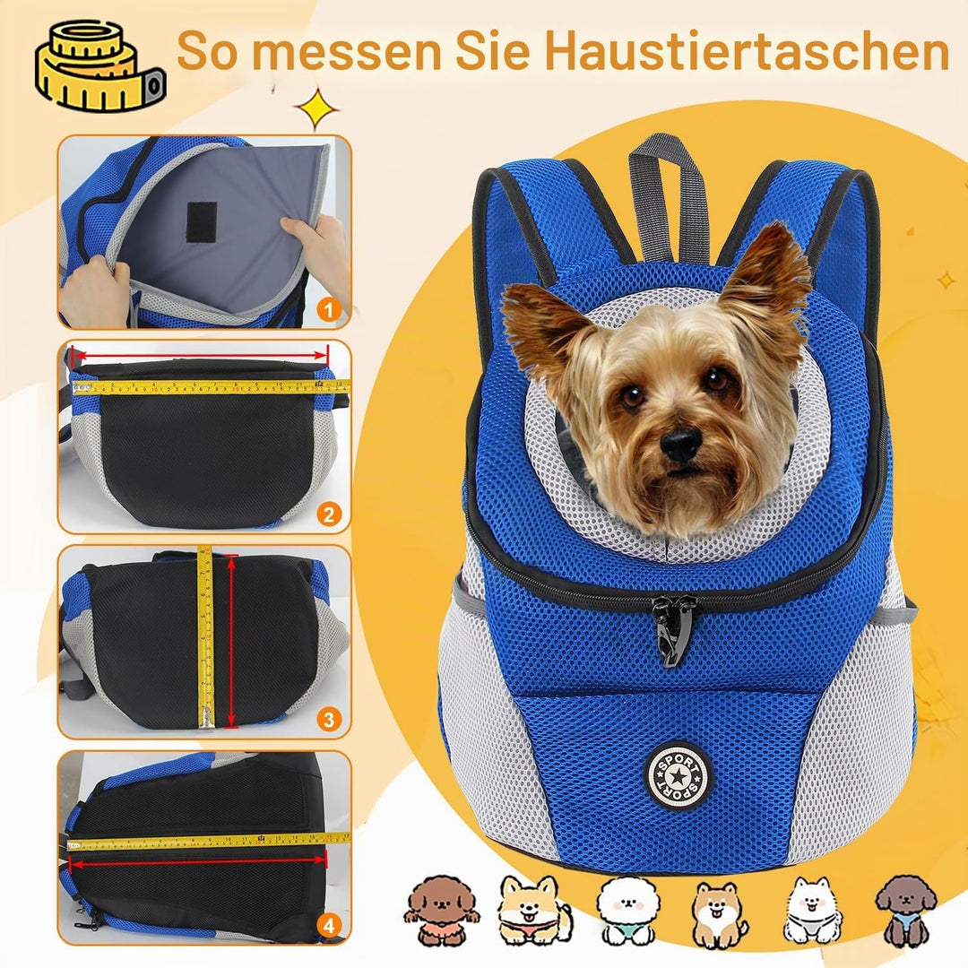 Hundetrage-Rucksack Welpentasche Kleine Haustier-Fronttasche mit Atmungsaktivem, Head-Out-Design, Wa