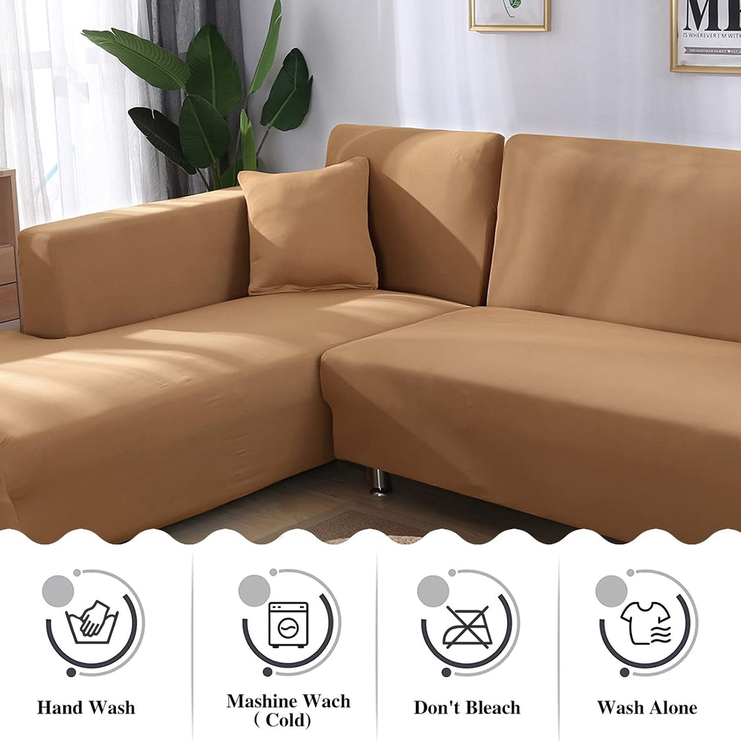 Jaotto Sofa Überwürfe Sofabezug Elastische Spandex Stretch Sofabezüge Couchbezug für L-Form Sofa Uni