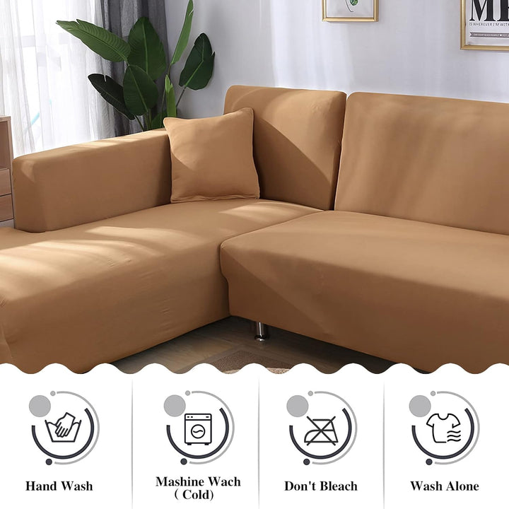 Jaotto Sofa Überwürfe Sofabezug Elastische Spandex Stretch Sofabezüge Couchbezug für L-Form Sofa Uni