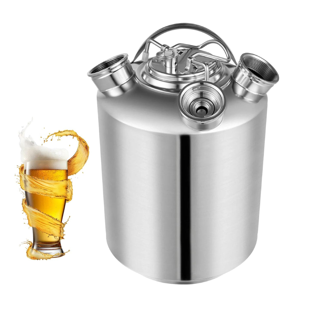 3 Kopf Reinigungsfass Edelstahl 10L, Bier Reinigungsbehälter | Gewerbliche Reinigungskeg mit 3 Ansch