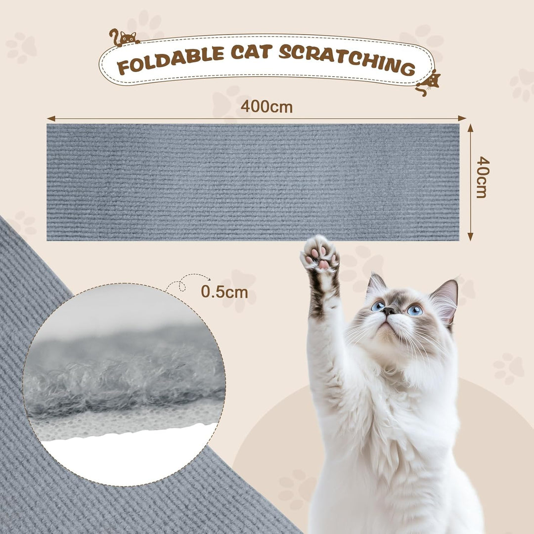 Kratzmatte Selbstklebend, 40cm x 400cm Kratzschutz Sofa Katze Selbstklebend, DIY Trimmbarer Kratzbre