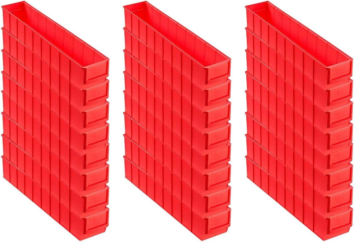 SuperSparSet 24x Rote Industriebox 500 S | HxBxT 8,1x9,1x50cm | 2,8 Liter | Sichtlagerkasten, Sortim