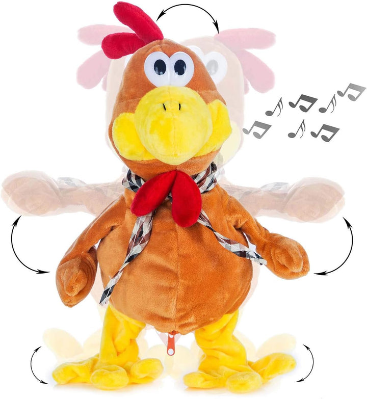 Goods & Gadgets Tanzender Gockel mit Melodie Plüschtier Hahn Singendes Stofftier Huhn - Spielt Melod