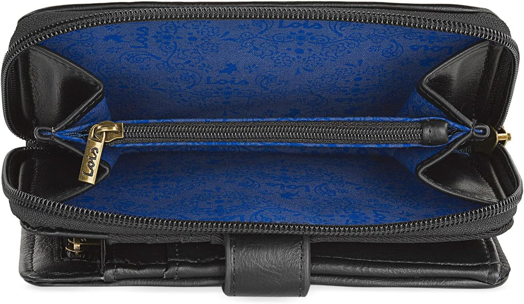 Geldbörse Damen Gross - Strapazierfähige Portemonnaie Damen - Damen Geldbör 16 x 9 x 2 cm Negro, 16