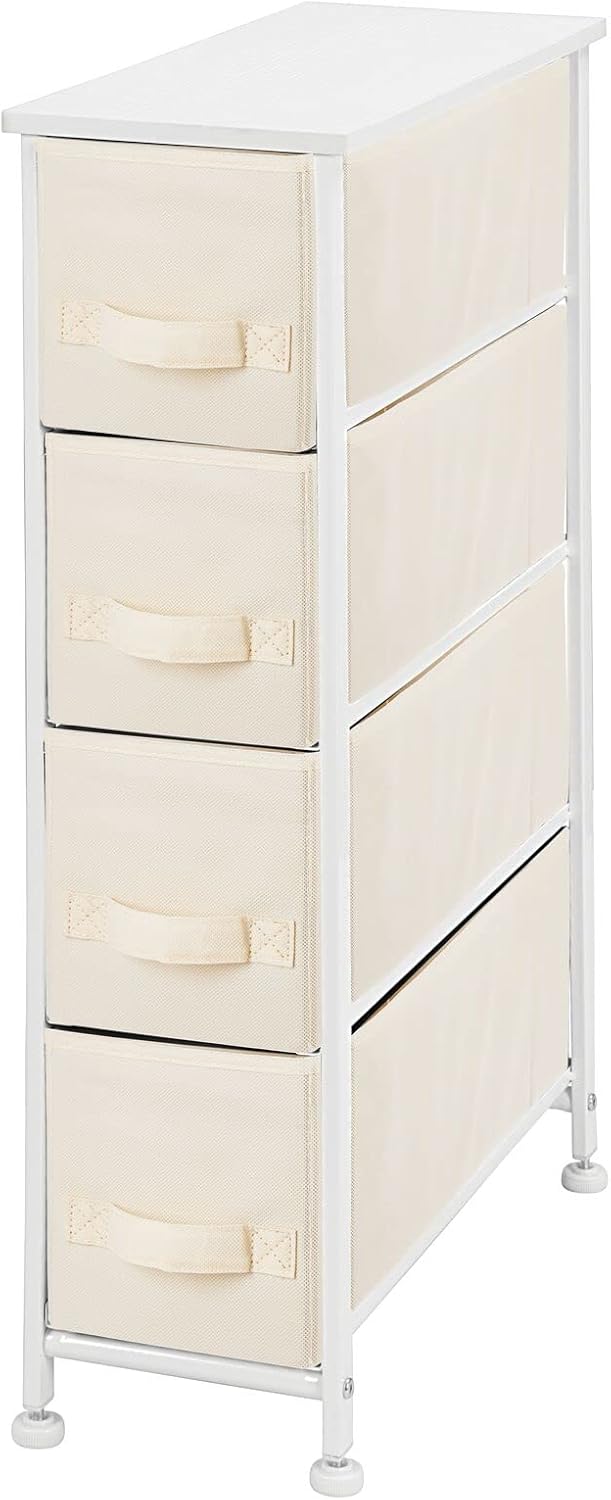 mDesign Kommode mit 4 Schubladen – schmaler Schubladenschrank mit MDF-Holzplatte für Schlafzimmer, W