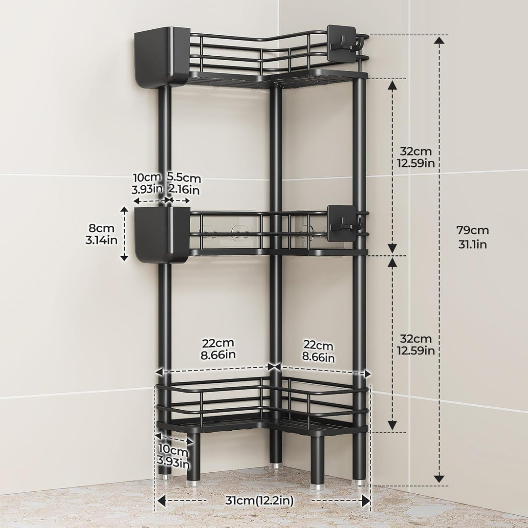 Orimade 3 Stück Duschregal Stehend Rostfrei,Ecke Duschablage Freistehende, Duschablage ohne Bohren f
