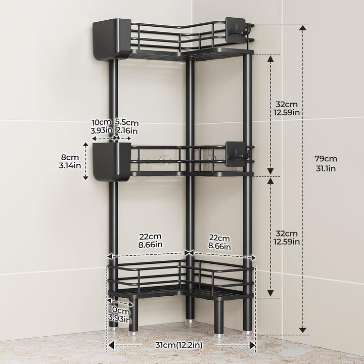 Orimade 3 Stück Duschregal Stehend Rostfrei,Ecke Duschablage Freistehende, Duschablage ohne Bohren f