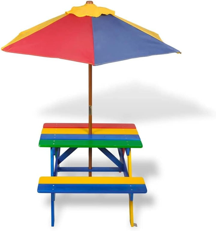 vidaXL Kinder Picknicktisch Sonnenschirm Picknick Set Gartenmöbel Bank Tisch