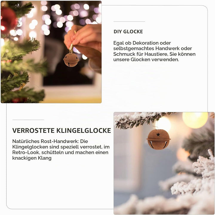 EXCEART DIY Glocken 12 Stück Rostige Klingelglocken Sternausschnitt Weihnachten Mentale Handwerk für
