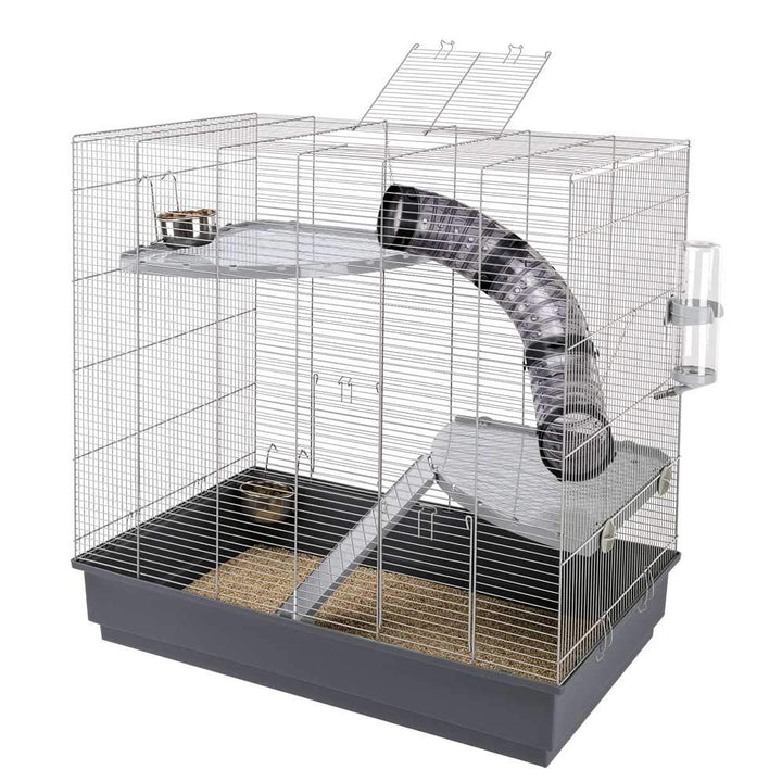 Ferplast JENNY Rattenkäfig Kleintierkäfig, Käfig Ratten 80 x 50 x h 79,5 cm grau 80 x 50 x 79.5 cm,