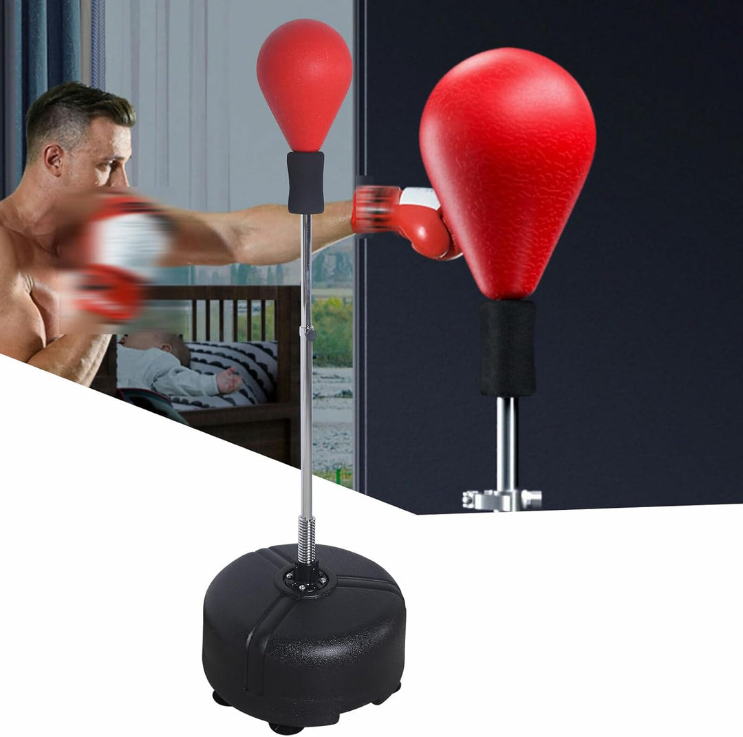 Rot Punchingball Boxstand Standbox Trainer, Höhenverstellbarer 125-157CM 90 °Rückprallwinkel Standbo